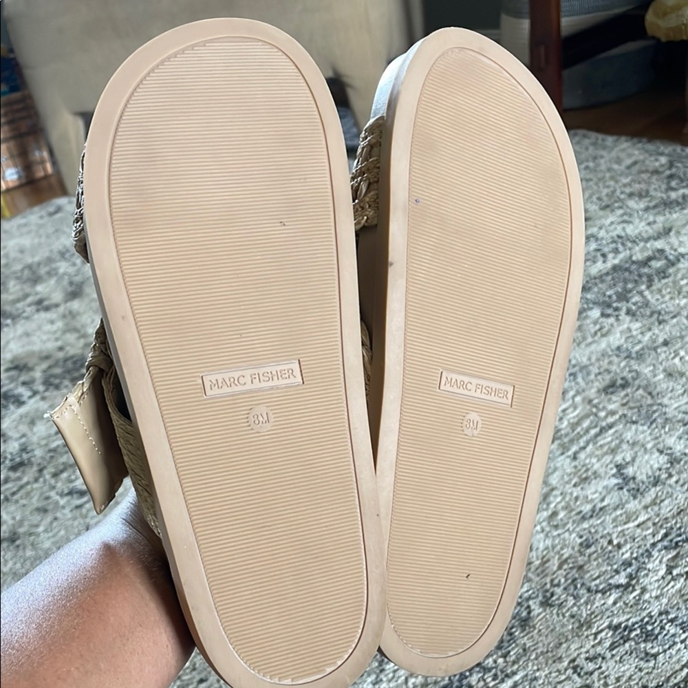 Marc Fisher Tan Woven crochet Slide Sandals NEVER WORN! - Picture 5 of 7